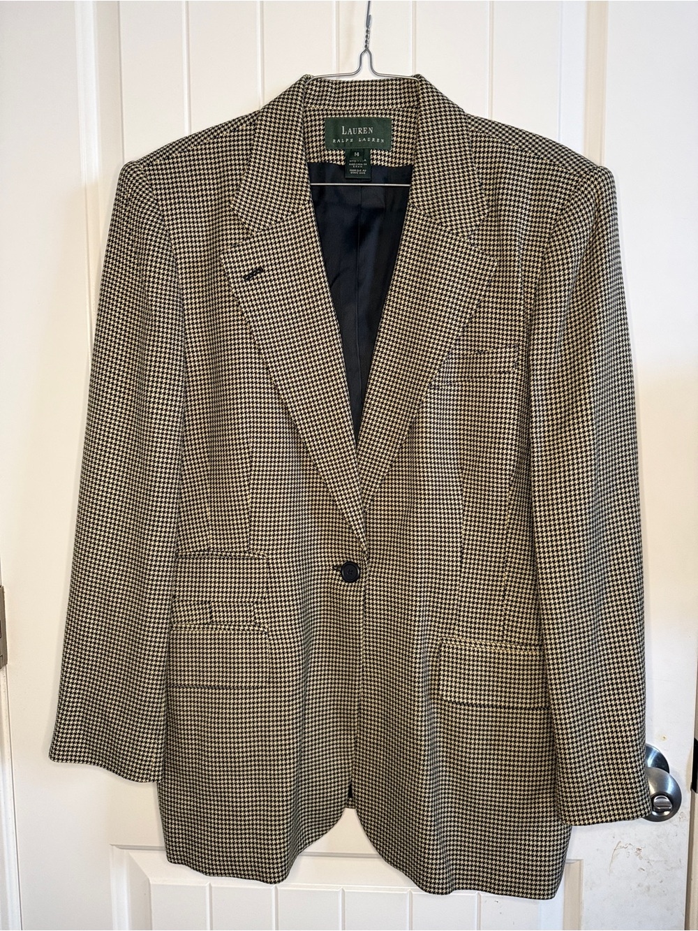Ralph Lauren Black and Tan Houndstooth Blazer